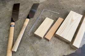 「DIY基本体験 　(手道具編）」のこぎりで木材カット体験♪